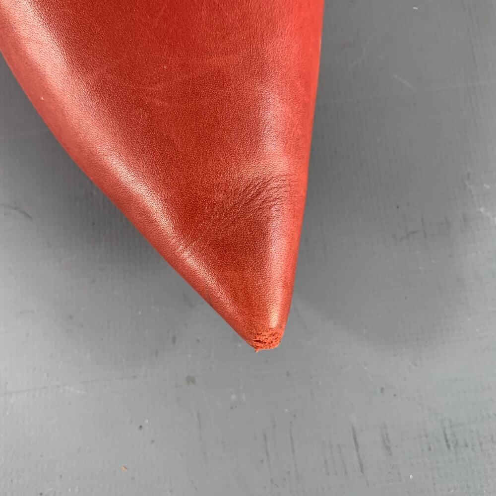 PRADA Size 8 Red Leather Kitten Heel Pointed Toe Pumps - Picture 9 of 11